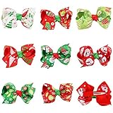 Baby Hair Clips Bowknot Grosgrain Ribbon Hair Bows Girl's Hair Clip for Babies Christmas 8x4CM Pack of 8