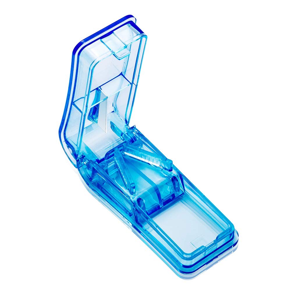 Pill Cutter, Blibro Pill Splitter with Blade and Storage Compartment for Tablet Medicine - (1PCS Blue)