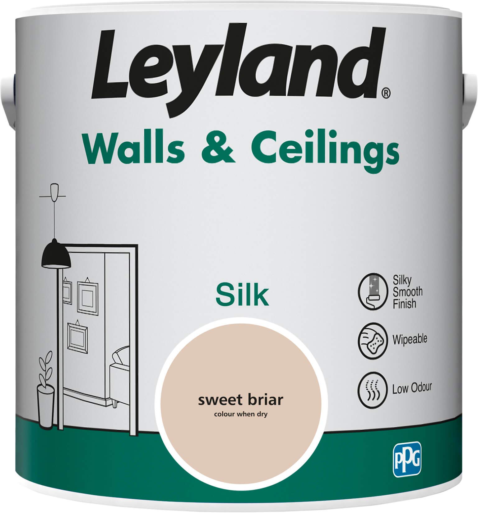 Leyland 423416 Walls & Ceilings Silk, 2.5 Litre, White