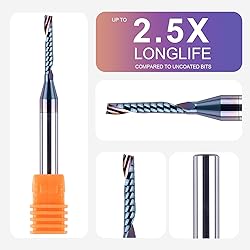SpeTool 5PCS Carbide O Flute Spiral Router Bit 1/8