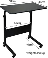 simpahome Height Adjustable Mobile Table with Castors Black view 3