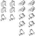 16 Pcs Flat Back Tray Earring Clips with Silicon Pads Clip-on Earring Converter Easy Open DIY Earring Making Backs Components Findings Earring Designs for Women Men Girls Non-Pierced Ears