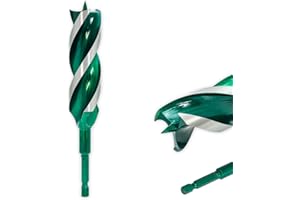 YOKOCUT 7/8"x 6" Auger Drill Bit for Wood, Hex Shank Tri-Flute Wood Drill Bits, Ship Auger Long Drill Bit for Soft and Hard Wood, Plastic, Drywall, Tree Stump and Composite Materials