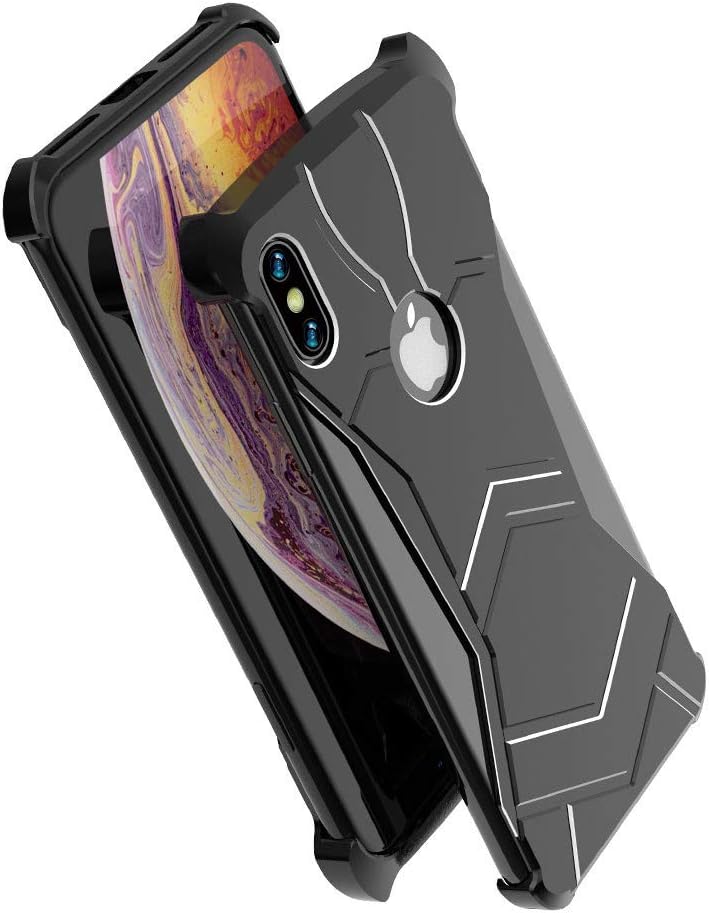 Vaku Luxos® Back Cover Case for Apple iPhone Xs Max Magnetic Panther Creative Metal Back Cover Case Ultra-Thin Shock-Proof Bumper Anti-Fall Case – Black