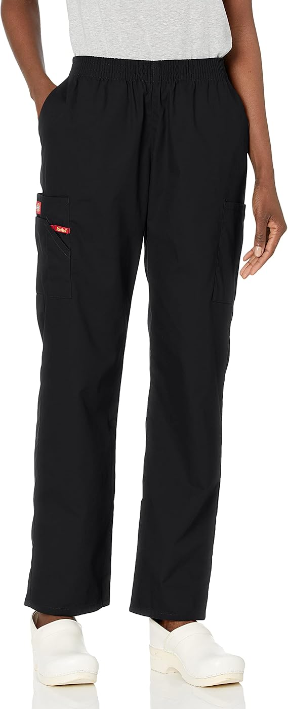 Dickies Men's Signature Elastic Waist Scrubs Pant Black XS Petite