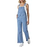 HISEA Denim Overalls Loose Fit for Women, Women's Jean Cotton Overall Bib Baggy with Barrel Leg for Summer and Work, Blue