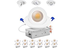 Adetu 4 inch Gimbal Led Recessed Lights, 360°+90° Adjustable Directional Recessed Lighting, 2700K/3000K/3500K/4000K/5000K Dimmable Retrofit Eyeball Can Lights with Jbox,ETL(White,12 Pack)