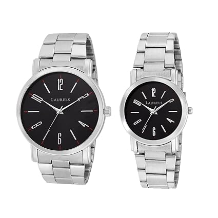 Black Color Analog Couples Watch With Metal Chain: LWP-SVT-020707