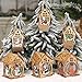 JuguHoovi 3 Pack Christmas Tree Hanging Ornaments, LED Light Wooden Hanging Ornaments for Christmas Holiday, Cute Wood House Christmas Tree Hanging Ornament Decoration