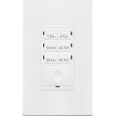ENERLITES 1-Hour Countdown Timer Switch, 1-5-10-20-30-60 Min, for Bathroom Fans, Heaters, Lights, LED Indicator, 120VAC 800W, No Neutral Wire Required, UL Listed, HET06-J6-W, White, 1 Pack