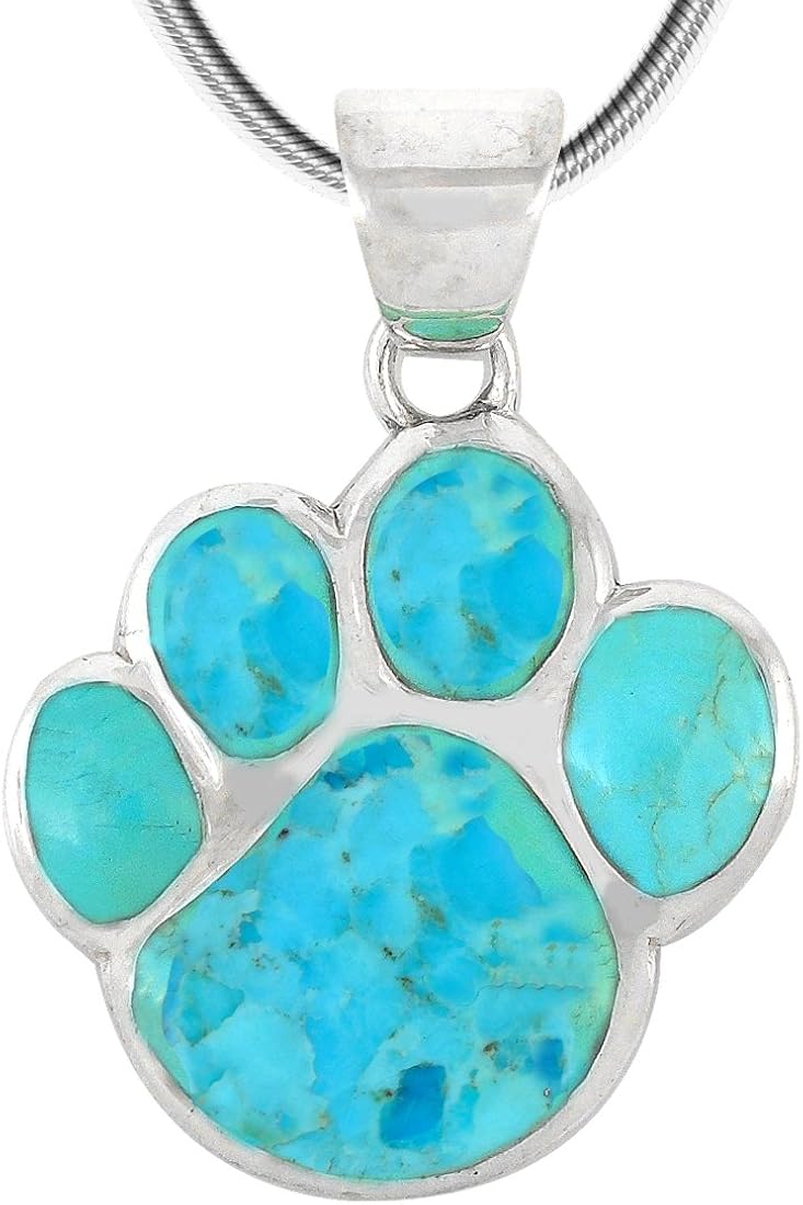 Dog Paw Pendant Necklace 925 Sterling Silver & Genuine