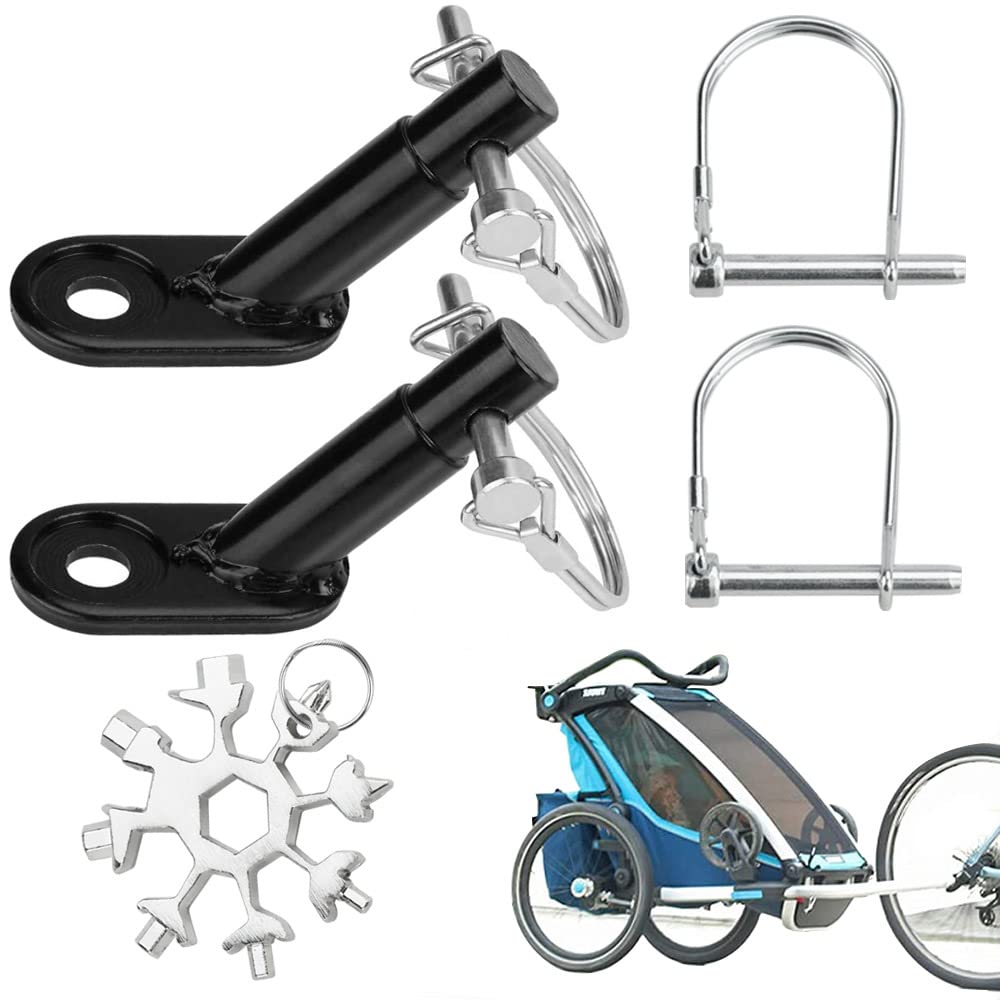 DIKEBAO Bike Trailer Coupler, 2Pcsr Bicycle Trailers Hitch Connector with 4Pcs Coupler Pin Bicycle Trailer Couplings Replacement Steel Trailers for Child Pet Cargo Bike