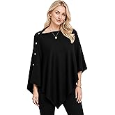 MissShorthair Women's Knit Poncho Shawl Wrap Soft Versatile Cape Scarf | Multi-Season Wear