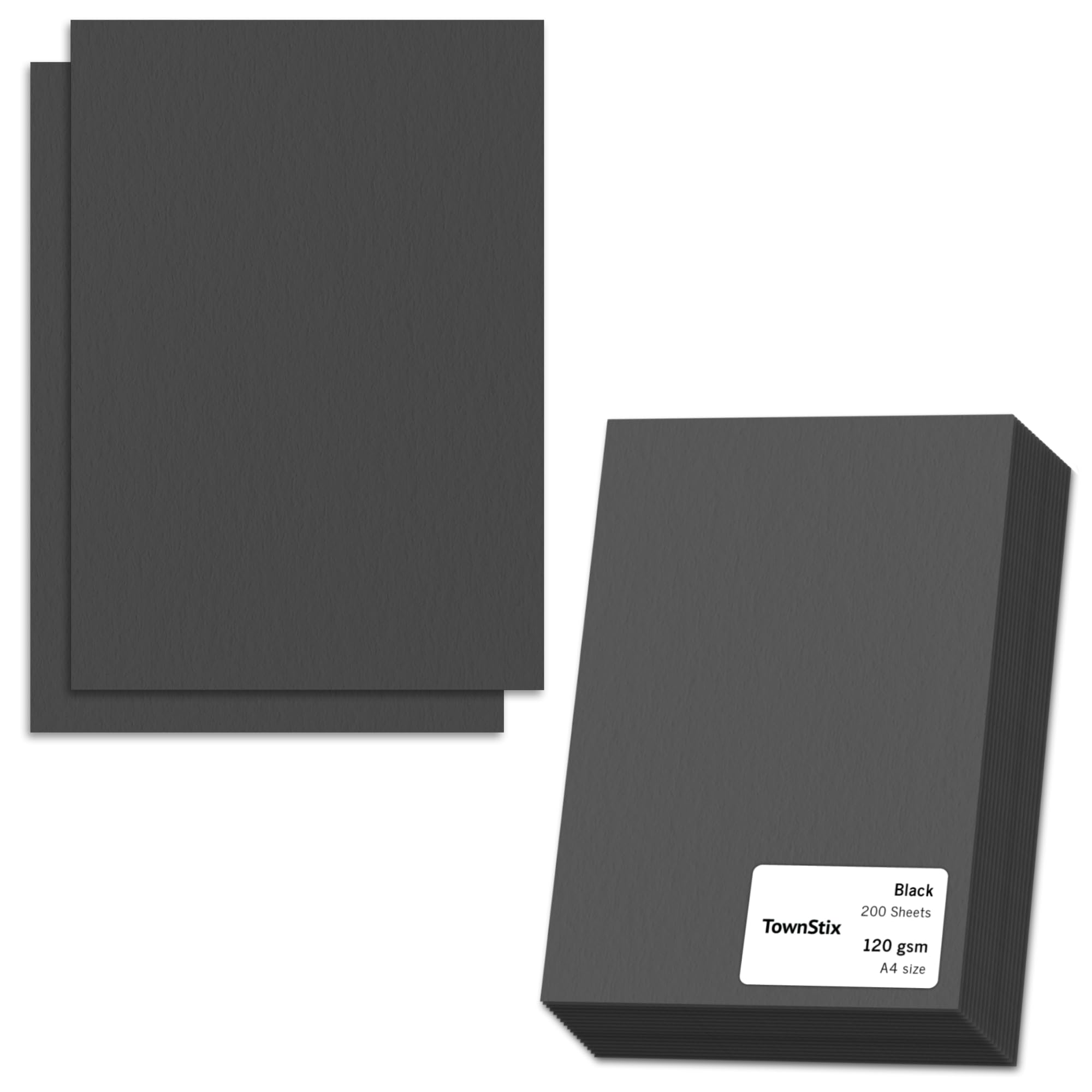200 Sheets, 120gsm - A4 Black Paper Card for Art and Crafts — image 1