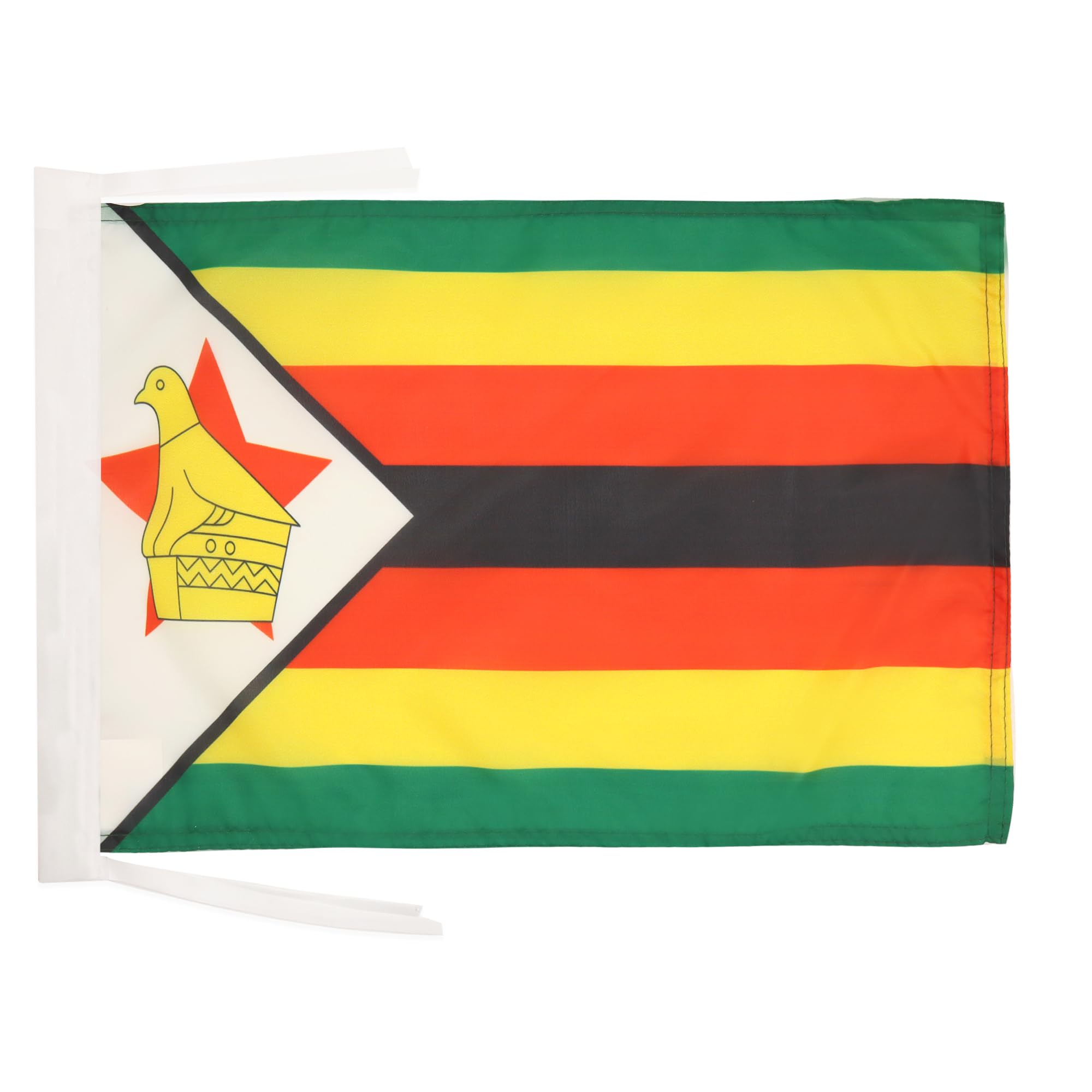 AZ FLAG - Zimbabwe Flag - 18'' x 12'' - 100% Polyester Zimbabwean Small Banner with Two Cords - Fade Resistant - Vivid Colors - 18x12 in - 45x30 Cm — image 1