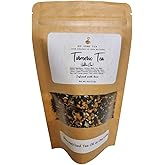 Organic Turmeric Tea 4 Oz (113gm) | Golden Chai | Blended with Turmeric, Cardamom, Ginger, Pepper, Ceylon Cinnamon, Nutmeg, Mace, Cloves, Tulsi, Star Anise, Mulethi, Root Pipali, Bay Leaf, Cassia Leaves | Spiced Indian Tea | Spiced Assam Tea | Loose Leaf Tea | Chai Latte | Iced or Hot | DipSomeTea