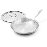 All-Clad D3&reg; Stainless Steel 12" Fry Pan with Lid, Made in the USA | The Original Bonded Professional Cookware, Omelets Pan, Induction Compatible, Oven Safe up to 600F