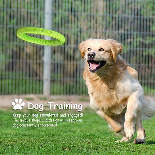 Fluffy Paws 9.7" Soft Durable Rubber Ring Dental Chewing Biting Chasing Training Toy, Green