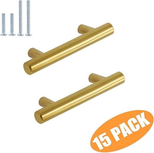 Probrico Kitchen Cabinet Handles Brushed Brass 2 1 2 Inch Gold