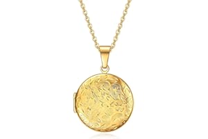 KunBead Flower 20 inch Love Open Heart Photo Locket Necklace with Picture inside-Stainless Steel for Women