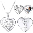 U7 Women Locket Necklace Platinum 18K Gold Photo Lockets that Hold Picture,Chain 20 Inch Personalized Gift Custom Love Heart Image Necklaces
