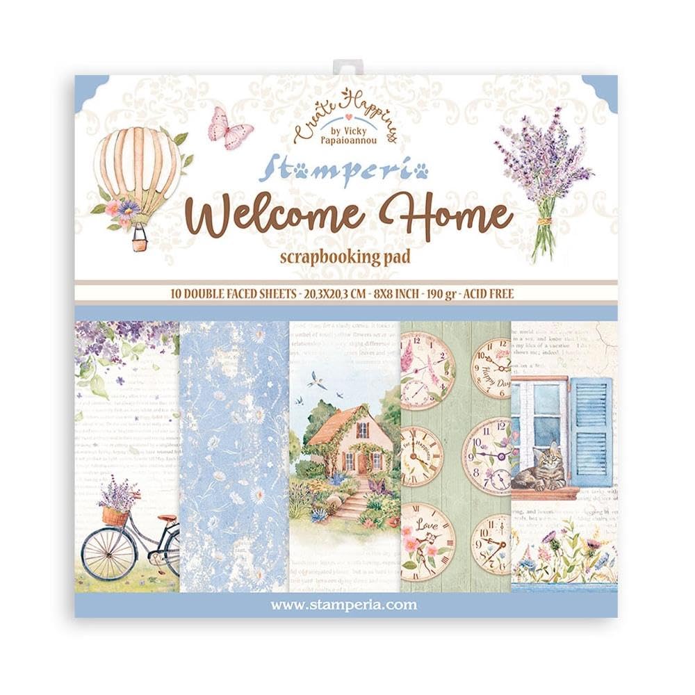 Stamperia Mini Scrapbooking Pad-Create Happiness-Welcome Home, 0, 30.5 x 30.5 cm