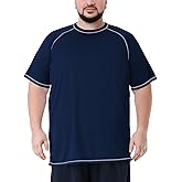 Mens Big and Tall Swim Shirt Sun Protection UPF 50+ Rash Gard Quick Dry T-Shirt