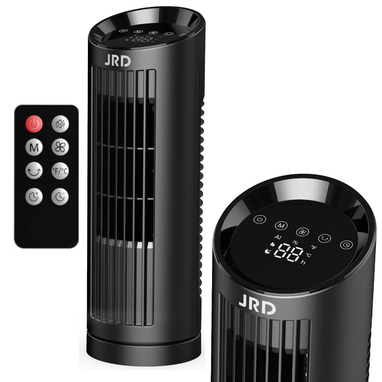 Photo 1 of *FOR PARTS ONLY** JRD 13" Tower Fan for Bedroom with Remote, 23ft/s Bladeless Desk Fan with 3 Speeds, 80 Degree Oscillating, Quiet Operation, Compact & Portable Table Fan for Bedroom Home Office Desktop