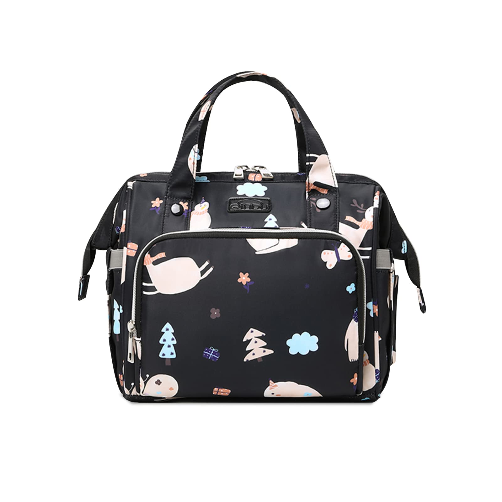 SONARIN Multifunctional Baby Changing Tote Backpack, Stylish Lightweight Waterproof Diaper Nappy Changing Shoulder Portable Travel Mummy Bag for Mom & Dad (Black)