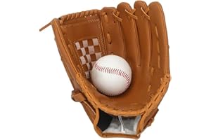 Baseball Glove, PU Leather Sports Baseball Mitts Ergonomic Baseball Fielding Glove, Right Hand Left Hand Gloves Youth Basebal