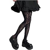 SHENHE Women's Lace Patterned Tights Sheer Fishnet Floral Stockings Y2k Goth Pantyhose
