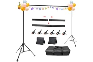Hemmotop Photo Backdrop Stand with Carrying Bag, 10x7 ft Backdrop Stand Kit for Photoshoot, Parties, Photography, Photo Booth