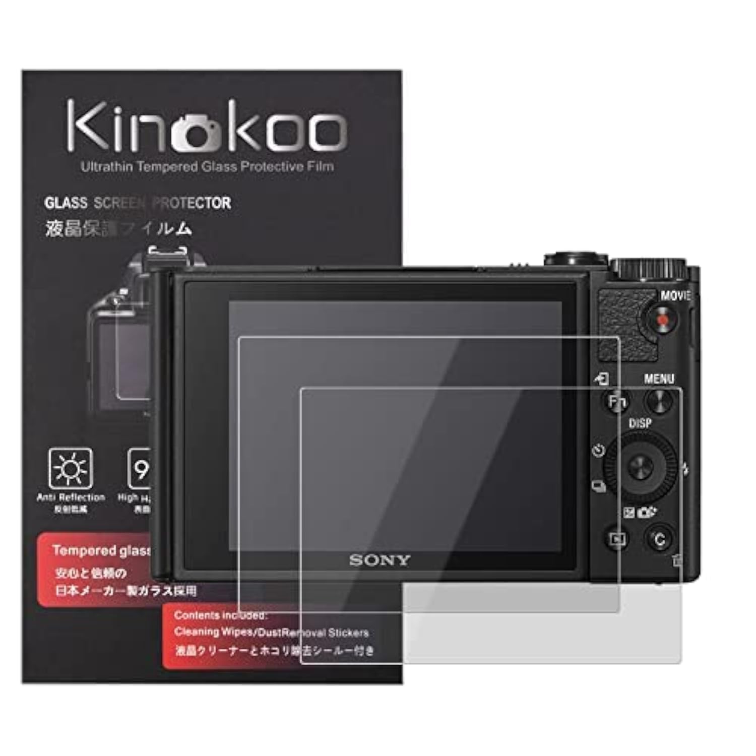 kinokoo Tempered Glass Film for SONY HX99/HX99V/WX800/WX700 Crystal Clear Film Sony HX99 HX99V WX800 WX700 Screen Protector Bubble-free/Anti-scratch(2 pack)