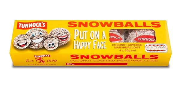 TUNNOCK’S SNOWBALLS – COCONUT COVERED MARSHMALLOWS 4 PACK...