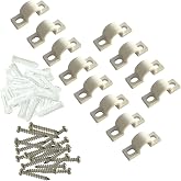 WAFJAMF 12Pcs White Wire Shelf Loop Clips Set with Screws &amp; Expansion Tubes | Plastic construction back wall mount fasteners for closet shelving concrete installation hardware