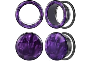 POBAISITER 4PCS Stainless Steel Ear Gagues Silverlight Tunnels for Ear Screw Fit Expander Stretcher Piercings