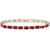 Teppdfann Elegant Red Tennis Bracelet for Women - Red Jewelry Piece, Cubic Zirconia Birthstone Bracelet for Timeless Style
