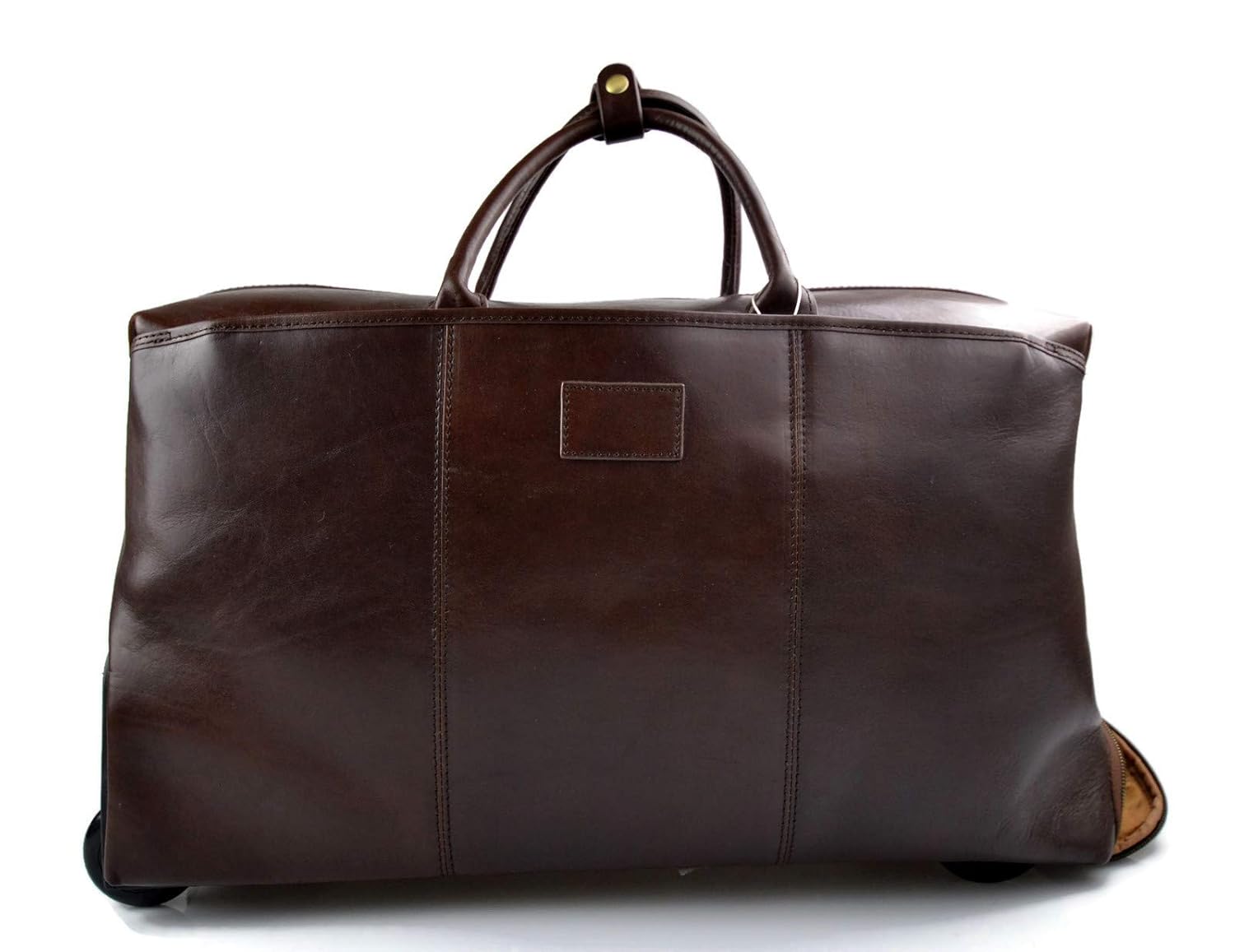 Leather trolley duffle trolley travel bag weekender overnight leather