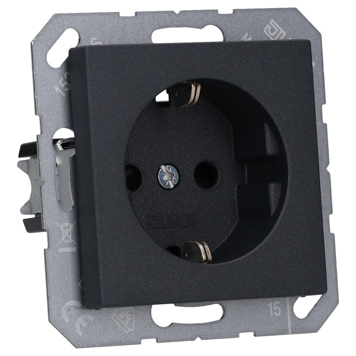 Jung Series A Schuko Socket 16 A 250 V, Shatterproof with Touch Protection, A 1520 BFKI ANM, 1 Piece, Anthracite Matt