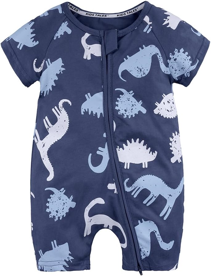 Kids Tales Summer Baby Boy Short Sleeve Pineapple Pajamas Cartoon Zipper Romper