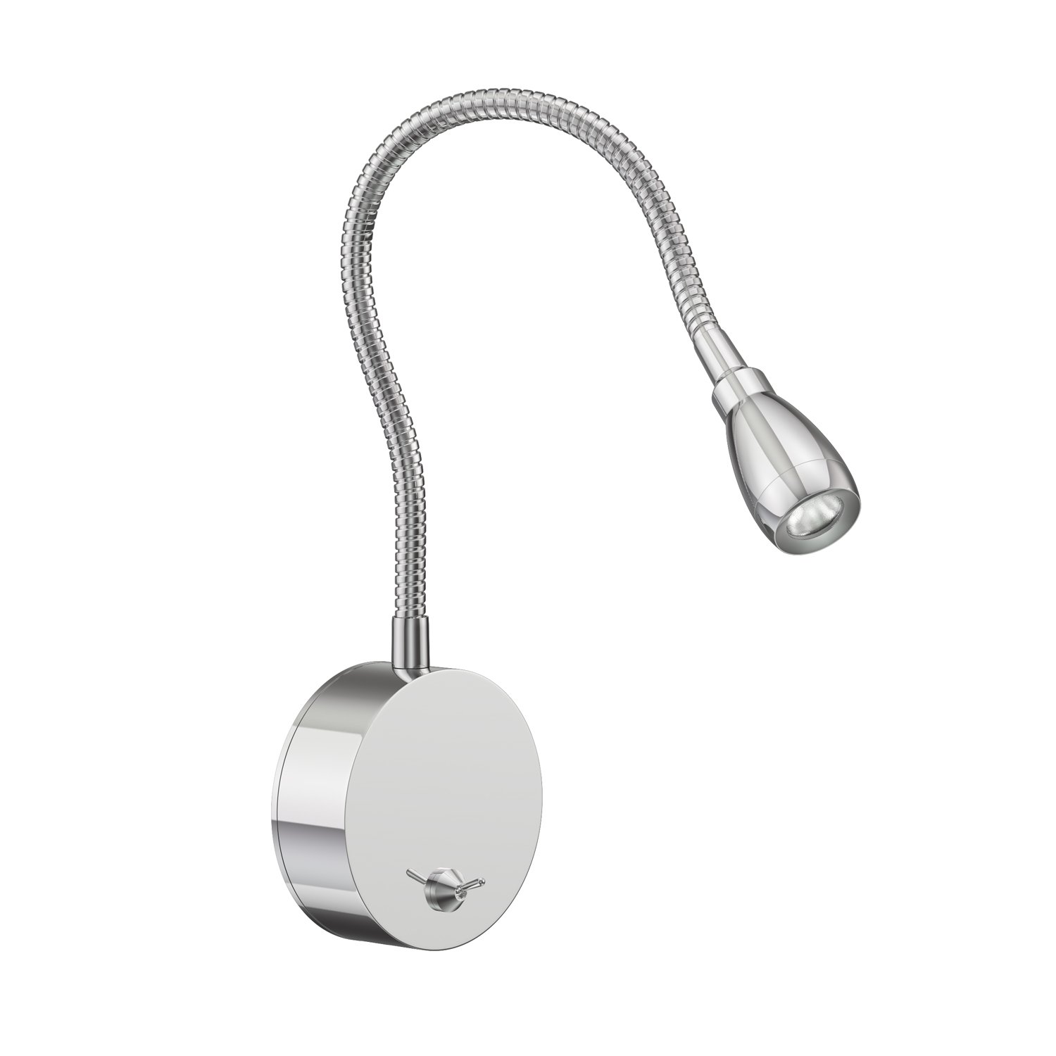 ledscom.de LED Reading lamp/wall Light HAN, gooseneck, Switch, Glossy Chrome, White