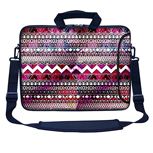 Meffort Inc 15 15.6 inch Neoprene Laptop Bag Sleeve with Extra Side Pocket, Soft Carrying Handle & Removable Shoulder Strap for 14