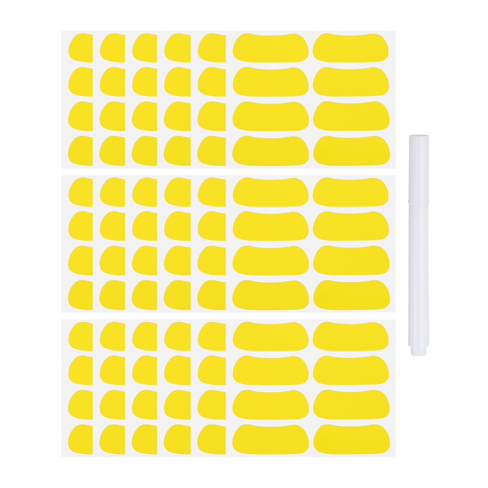 PATIKIL 72 Pairs Sports Eye Black Stickers, Under Eye Black Strips Football Face Stickers Breathable Eyeblack Sticker with 1 Pcs White Pencil for Baseball Fans on Game Day, Yellow