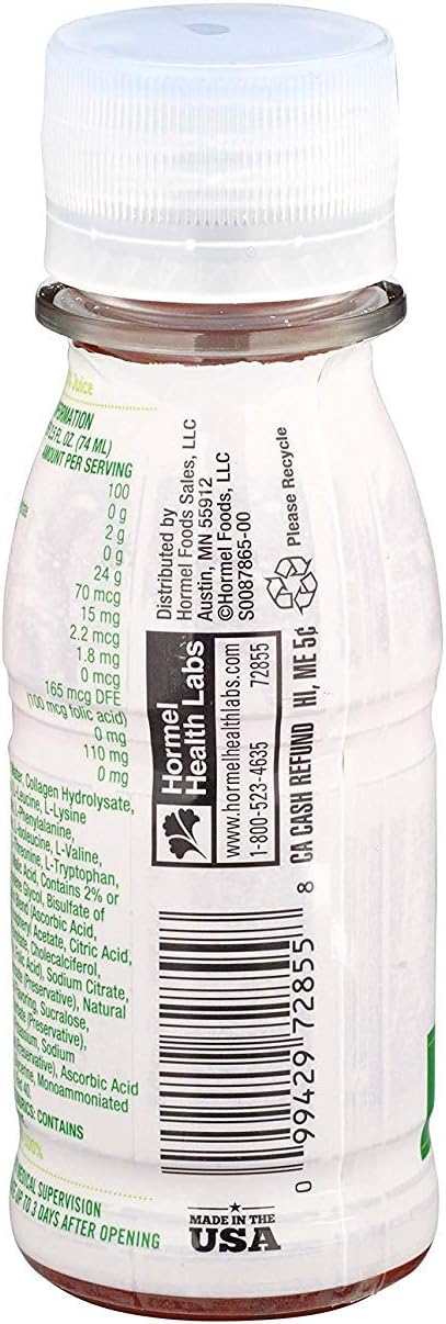 Hormel Health Labs Healthy Shot Protein & Amino Acid Supplement, Peach, 2.5 Ounce, 24 Count: Health & Personal Care