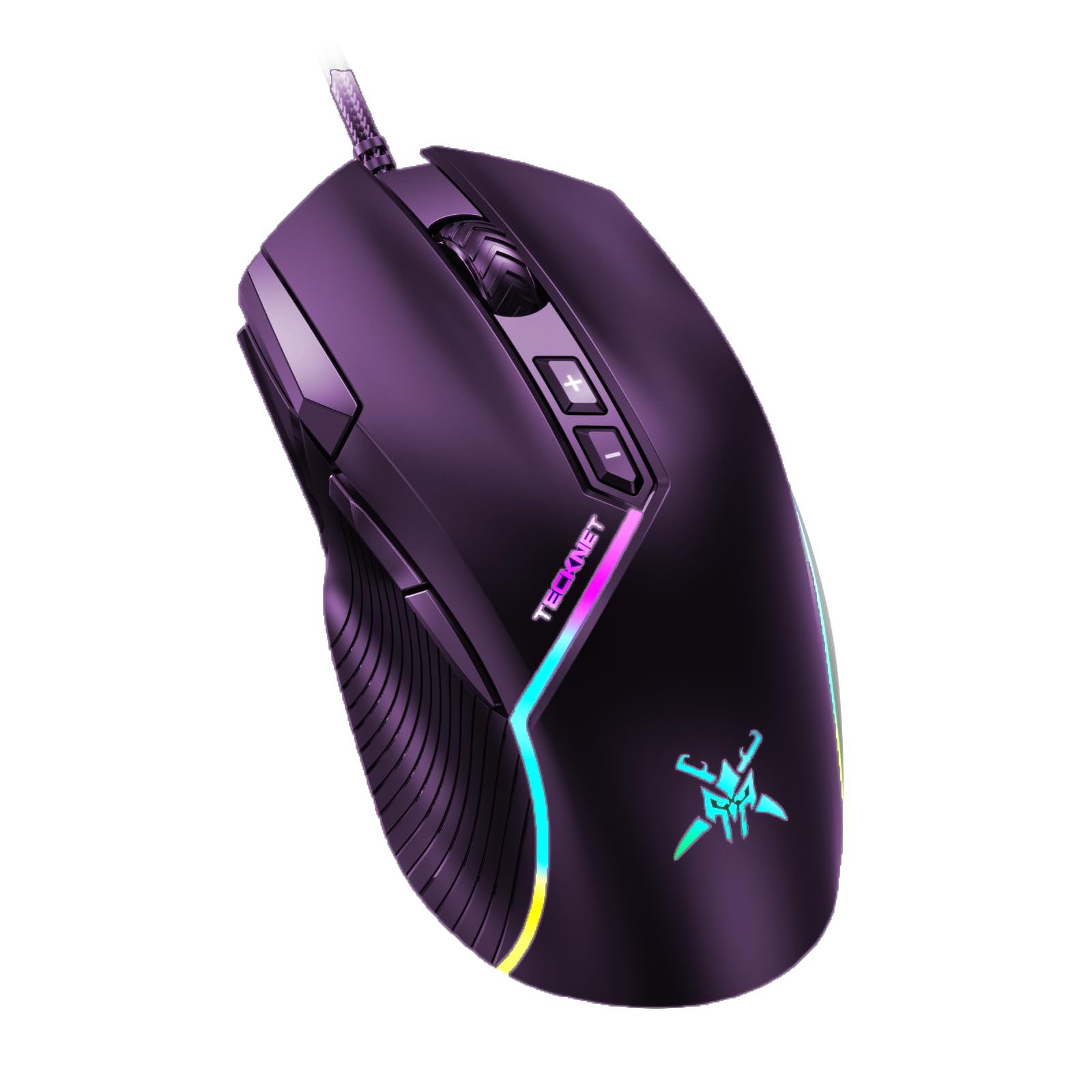TECKNET Gaming Optical Mouse with 6 Programmable Buttons, 16.8 Million RGB Programmable Lightning, 4 DPI Adjustable for PC, Computer and Laptop Computer, Black