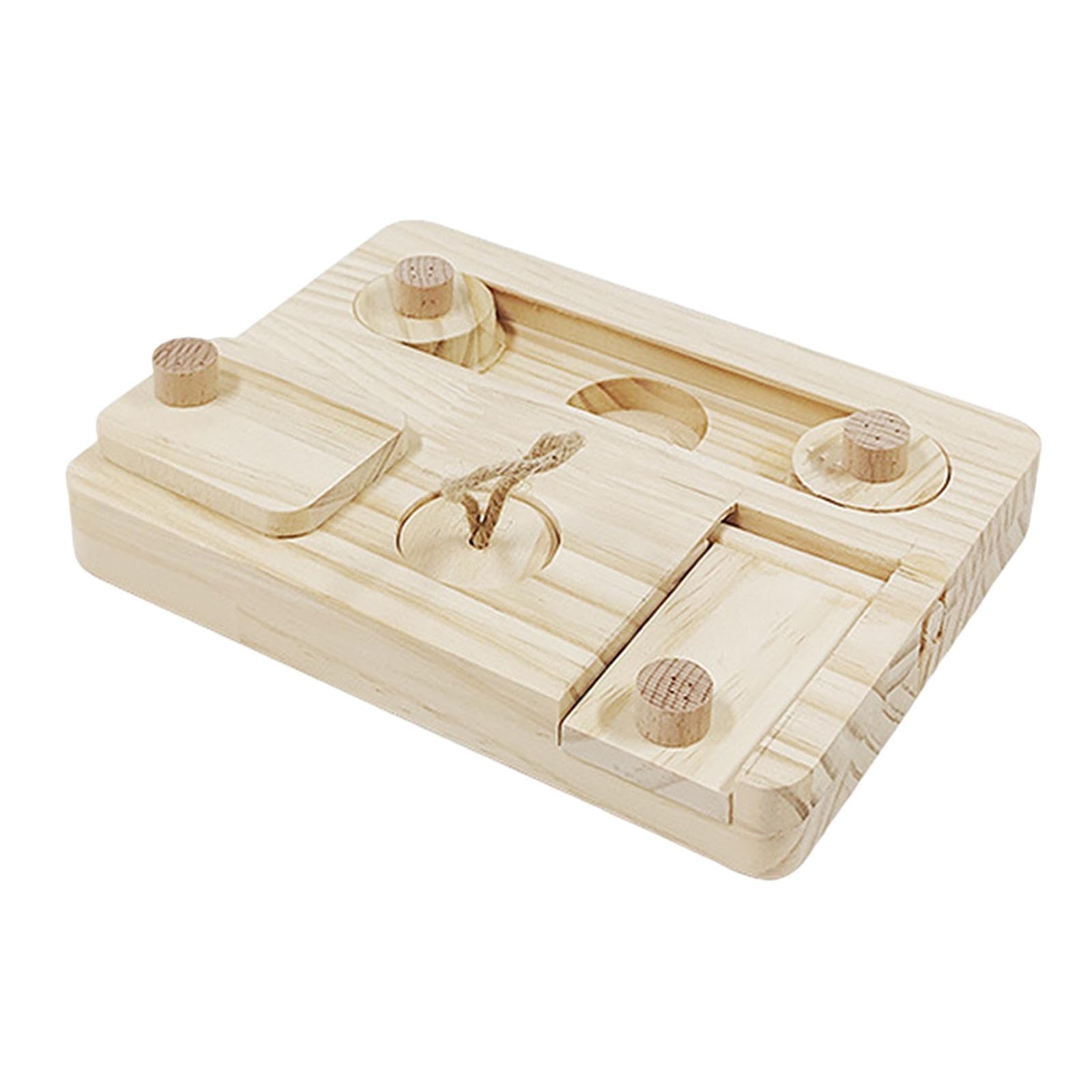 Wooden Enrichment Foraging Toy for Small Pet, Interactive Hide Treats Puzzle Snuffle Game, Mental Toy for Hamster,Guinea Pig,Rabbit,Chinchilla, E