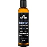 Live Bearded Beard Wash, 8 fl oz - Water-Based Face Cleanser with All-Natural Ingredients for a Gentle, Deep Clean - Made in the USA | Executive Scent - Cedar, Vanilla