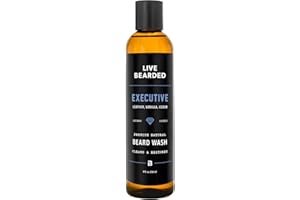 Live Bearded Beard Wash, 8 fl oz - Water-Based Face Cleanser with All-Natural Ingredients for a Gentle, Deep Clean - Made in the USA | Executive Scent - Cedar, Vanilla