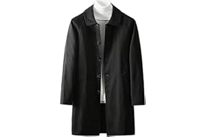 Mens Casual Trench Coat Single Breasted Loose Fall Fashion Jackets Lapel Long Sleeve Trendy Coat with Pockets