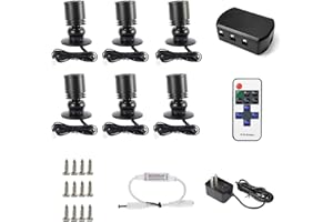 DEDC 6pcs LED Mini Spot Light, 3000K Under Cabinet Lights, Mini Spotlights for Showcase Displays Jewelry Model (Warm White-Remote Control-U.S. Plugs-Base Unslotted)